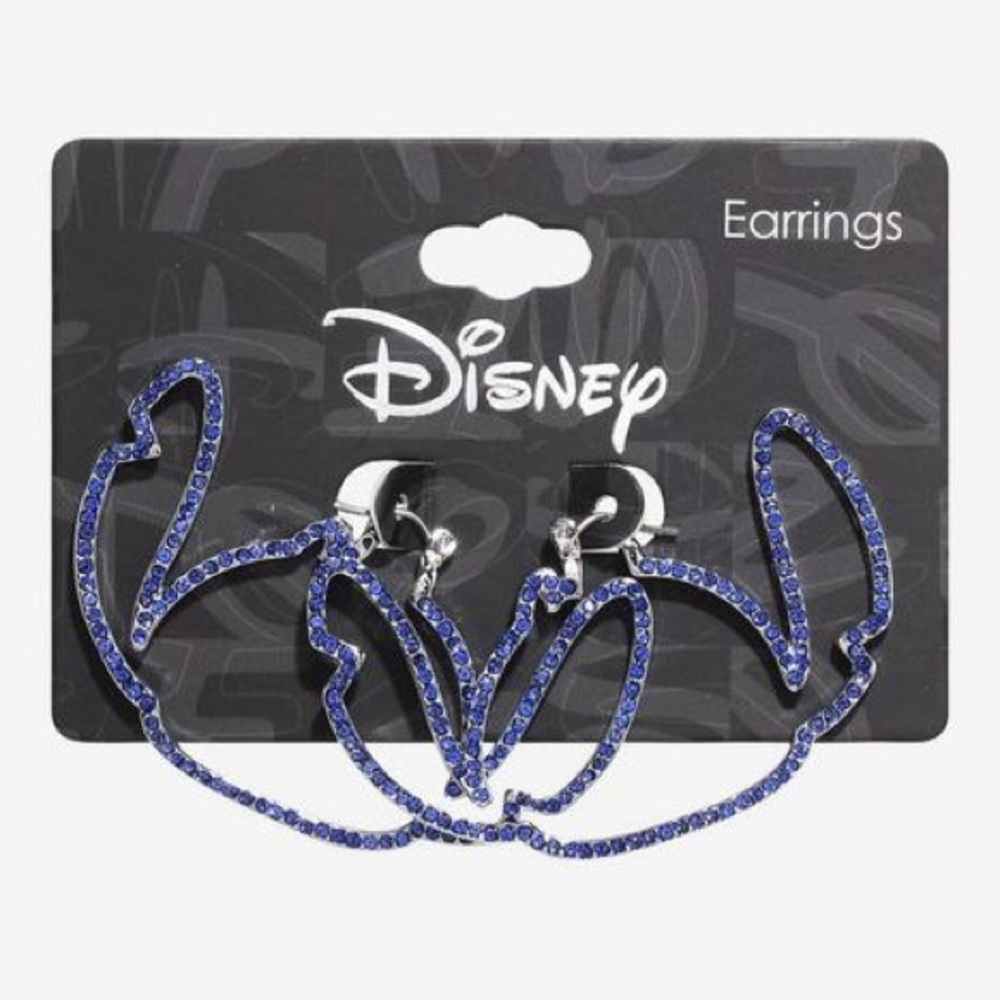 Disney Stitch Outline Bling Hoop Earrings